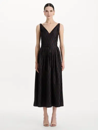Oscar de la Renta Argyle Silk Twill Dress | Thumbnail 2 Oscar de la Renta Argyle Silk Twill Dress | Thumbnail 2