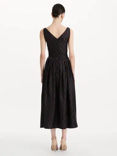 Oscar de la Renta Argyle Silk Twill Dress | Thumbnail 3 Oscar de la Renta Argyle Silk Twill Dress | Thumbnail 3