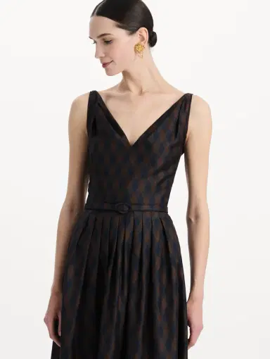 Oscar de la Renta Argyle Silk Twill Dress | Thumbnail 5 Oscar de la Renta Argyle Silk Twill Dress | Thumbnail 5