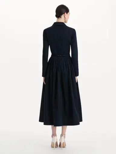 Oscar de la Renta Bow Belt Cotton Stretch Twill Dress | Thumbnail 3 Oscar de la Renta Bow Belt Cotton Stretch Twill Dress | Thumbnail 3