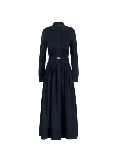 Oscar de la Renta Bow Belt Cotton Stretch Twill Dress | Thumbnail 1 Oscar de la Renta Bow Belt Cotton Stretch Twill Dress | Thumbnail 1