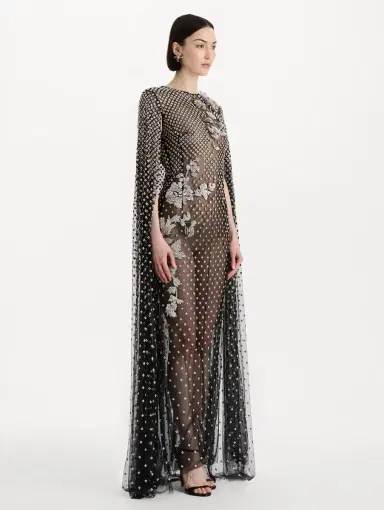 Oscar de la Renta Crystal Grid Floral Embroidered Caftan | Thumbnail 4 Oscar de la Renta Crystal Grid Floral Embroidered Caftan | Thumbnail 4