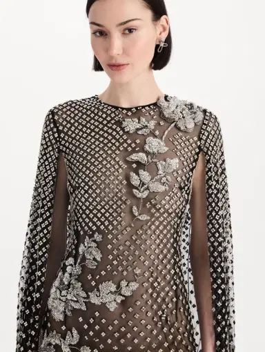 Oscar de la Renta Crystal Grid Floral Embroidered Caftan | Thumbnail 5 Oscar de la Renta Crystal Grid Floral Embroidered Caftan | Thumbnail 5