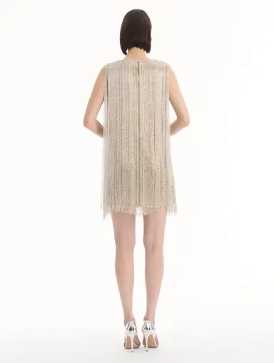 Oscar de la Renta Chiné Hibiscus Beaded Fringe Shift Dress | Thumbnail 3 Oscar de la Renta Chiné Hibiscus Beaded Fringe Shift Dress | Thumbnail 3