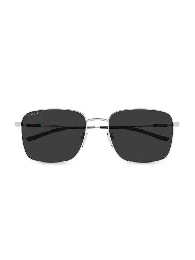 Gucci Men's Light Details 58MM Pilot Sunglasses - Silver Black | Thumbnail 2 Gucci Men's Light Details 58MM Pilot Sunglasses - Silver Black | Thumbnail 2