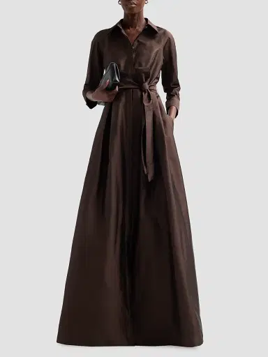 Teri Jon by Rickie Freeman Women's Shirt Waist Tafetta Gown | Thumbnail 2 Teri Jon by Rickie Freeman Women's Shirt Waist Tafetta Gown | Thumbnail 2