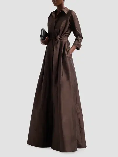 Teri Jon by Rickie Freeman Women's Shirt Waist Tafetta Gown | Thumbnail 4 Teri Jon by Rickie Freeman Women's Shirt Waist Tafetta Gown | Thumbnail 4