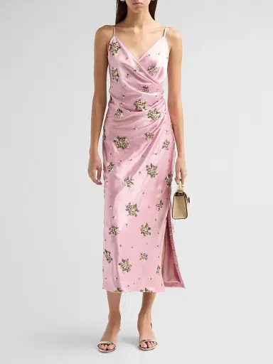 Milly Women's Rae Floral Midi Dress - Light Pink | Thumbnail 2 Milly Women's Rae Floral Midi Dress - Light Pink | Thumbnail 2