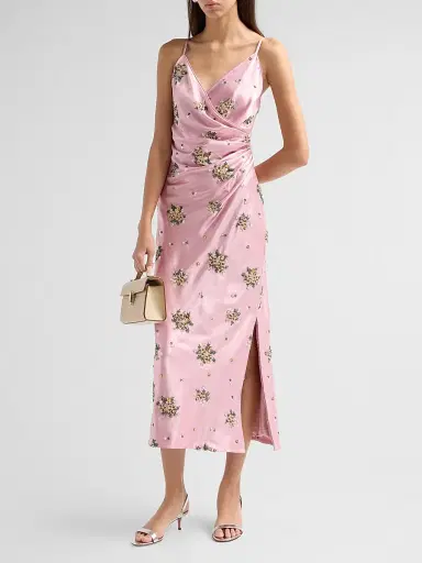 Milly Women's Rae Floral Midi Dress - Light Pink | Thumbnail 4 Milly Women's Rae Floral Midi Dress - Light Pink | Thumbnail 4