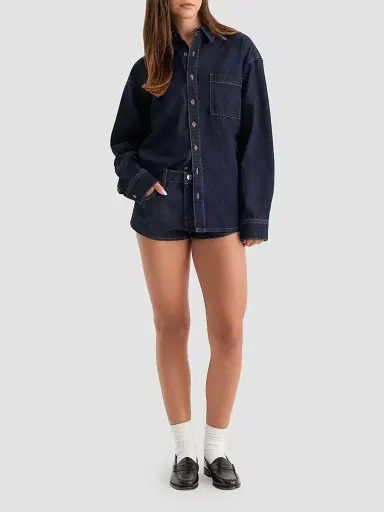 GOOD AMERICAN Women's Cotton Denim Drop-Shoulder Shirt - Alcove | Thumbnail 2 GOOD AMERICAN Women's Cotton Denim Drop-Shoulder Shirt - Alcove | Thumbnail 2