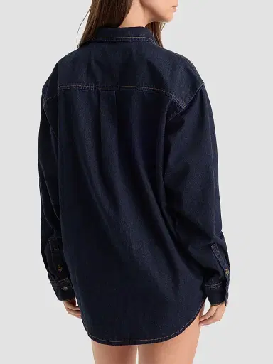 GOOD AMERICAN Women's Cotton Denim Drop-Shoulder Shirt - Alcove | Thumbnail 3 GOOD AMERICAN Women's Cotton Denim Drop-Shoulder Shirt - Alcove | Thumbnail 3