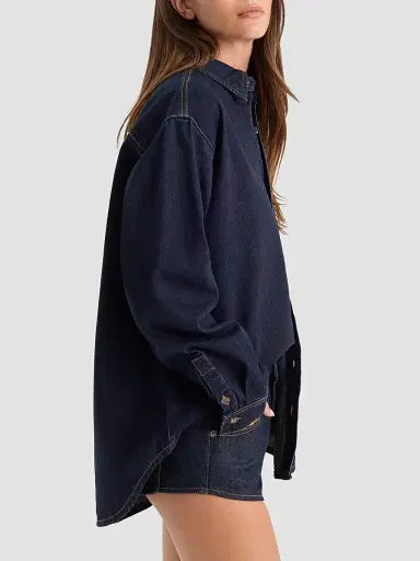 GOOD AMERICAN Women's Cotton Denim Drop-Shoulder Shirt - Alcove | Thumbnail 5 GOOD AMERICAN Women's Cotton Denim Drop-Shoulder Shirt - Alcove | Thumbnail 5