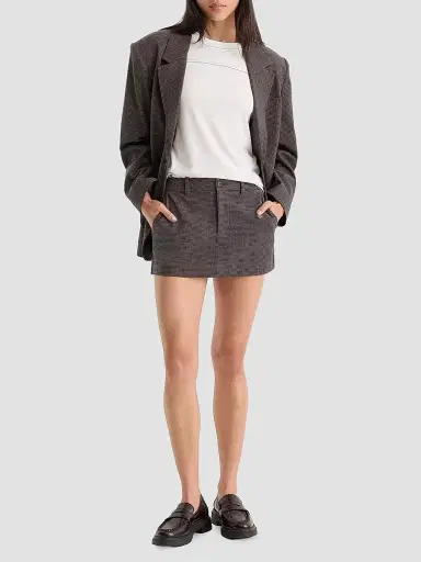 Good American Women's The Trouser Mini Skirt - Charcoal Mini Houndstooth | Thumbnail 2 Good American Women's The Trouser Mini Skirt - Charcoal Mini Houndstooth | Thumbnail 2