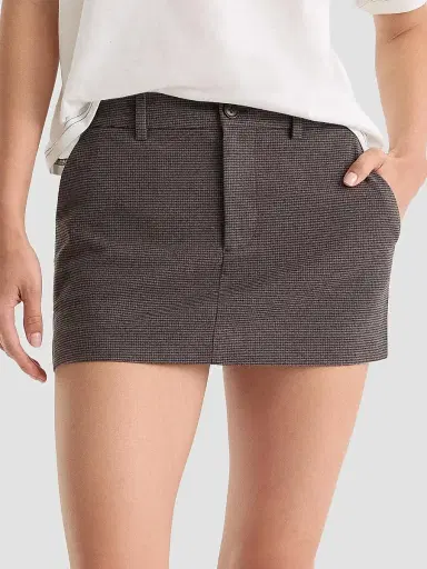 Good American Women's The Trouser Mini Skirt - Charcoal Mini Houndstooth | Thumbnail 3 Good American Women's The Trouser Mini Skirt - Charcoal Mini Houndstooth | Thumbnail 3