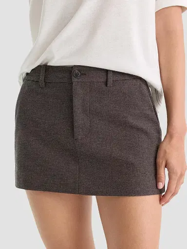 Good American Women's The Trouser Mini Skirt - Charcoal Mini Houndstooth | Thumbnail 4 Good American Women's The Trouser Mini Skirt - Charcoal Mini Houndstooth | Thumbnail 4