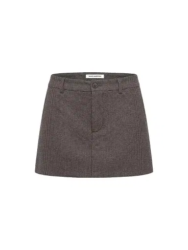Good American Women's The Trouser Mini Skirt - Charcoal Mini Houndstooth | Thumbnail 1 Good American Women's The Trouser Mini Skirt - Charcoal Mini Houndstooth | Thumbnail 1