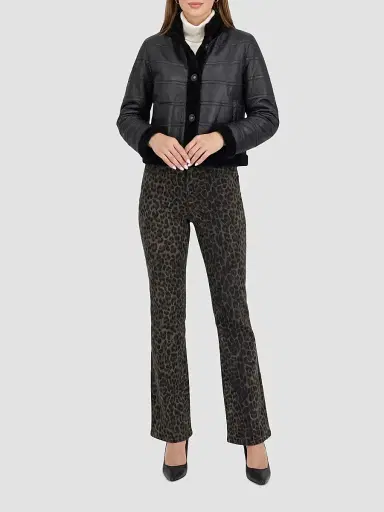 Gorski Women's Reversible Textured Shearling Lamb Jacket - Black - Size Large | Thumbnail 2 Gorski Women's Reversible Textured Shearling Lamb Jacket - Black - Size Large | Thumbnail 2