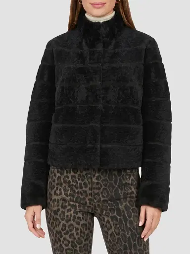 Gorski Women's Reversible Textured Shearling Lamb Jacket - Black - Size Large | Thumbnail 3 Gorski Women's Reversible Textured Shearling Lamb Jacket - Black - Size Large | Thumbnail 3