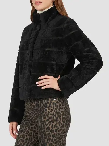 Gorski Women's Reversible Textured Shearling Lamb Jacket - Black - Size Large | Thumbnail 4 Gorski Women's Reversible Textured Shearling Lamb Jacket - Black - Size Large | Thumbnail 4