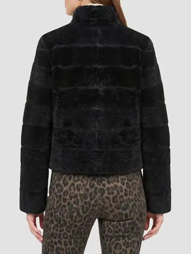 Gorski Women's Reversible Textured Shearling Lamb Jacket - Black - Size Large | Thumbnail 5 Gorski Women's Reversible Textured Shearling Lamb Jacket - Black - Size Large | Thumbnail 5
