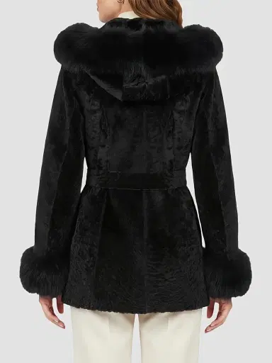 Gorski Women's Textured Lamb Reversible Parka Jacket - Black - Size XL | Thumbnail 5 Gorski Women's Textured Lamb Reversible Parka Jacket - Black - Size XL | Thumbnail 5