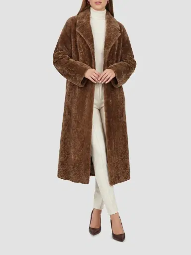 Gorski Women's Reversible Textured Shearling Lamb Coat - Camel - Size Small | Thumbnail 2 Gorski Women's Reversible Textured Shearling Lamb Coat - Camel - Size Small | Thumbnail 2
