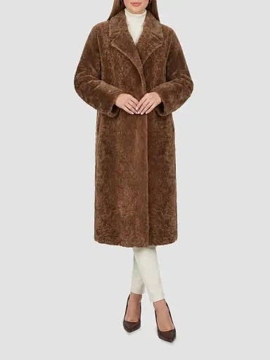 Gorski Women's Reversible Textured Shearling Lamb Coat - Camel - Size Small | Thumbnail 3 Gorski Women's Reversible Textured Shearling Lamb Coat - Camel - Size Small | Thumbnail 3