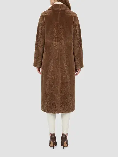 Gorski Women's Reversible Textured Shearling Lamb Coat - Camel - Size Small | Thumbnail 5 Gorski Women's Reversible Textured Shearling Lamb Coat - Camel - Size Small | Thumbnail 5