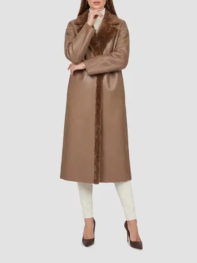 Gorski Women's Reversible Textured Shearling Lamb Coat - Camel - Size Small | Thumbnail 6 Gorski Women's Reversible Textured Shearling Lamb Coat - Camel - Size Small | Thumbnail 6
