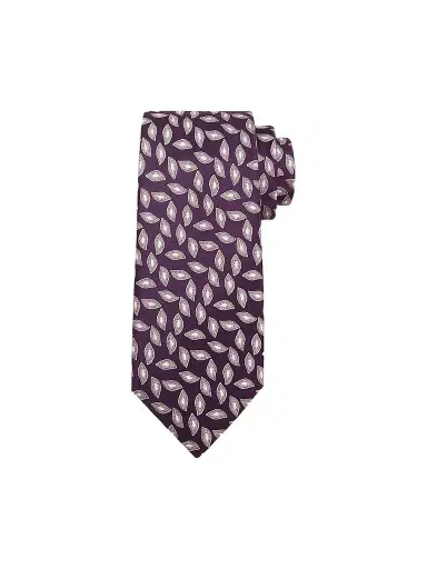 Charvet Men's Geometric Oblong Pentagon Pattern Silk Tie - Purple White | Thumbnail 1 Charvet Men's Geometric Oblong Pentagon Pattern Silk Tie - Purple White | Thumbnail 1