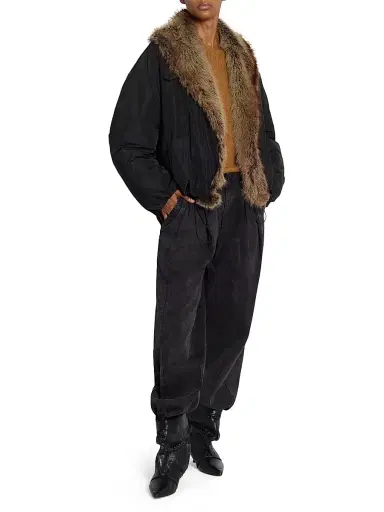 Isabel Marant Women's Charone Faux-Fur Trim Jacket - Black | Thumbnail 2 Isabel Marant Women's Charone Faux-Fur Trim Jacket - Black | Thumbnail 2