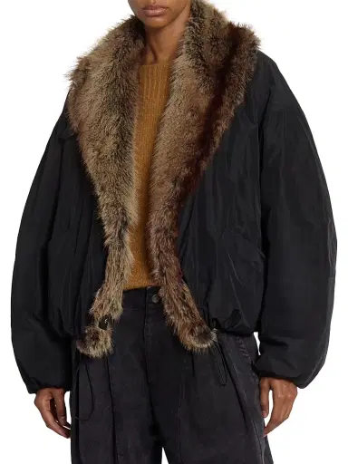 Isabel Marant Women's Charone Faux-Fur Trim Jacket - Black | Thumbnail 3 Isabel Marant Women's Charone Faux-Fur Trim Jacket - Black | Thumbnail 3