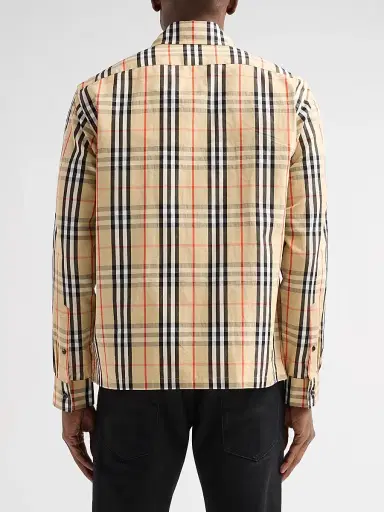 Burberry Men's Ollie Check Cotton-Linen Overshirt - Sand Ip Check | Thumbnail 3 Burberry Men's Ollie Check Cotton-Linen Overshirt - Sand Ip Check | Thumbnail 3