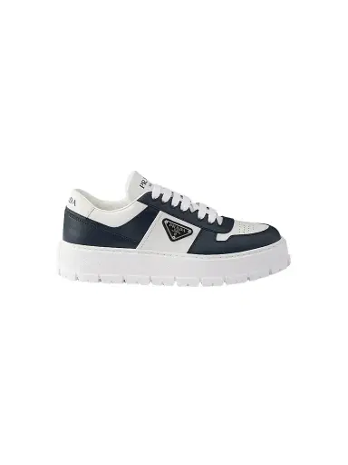Prada Men's Leather Sneakers - Blue White | Thumbnail 1 Prada Men's Leather Sneakers - Blue White | Thumbnail 1