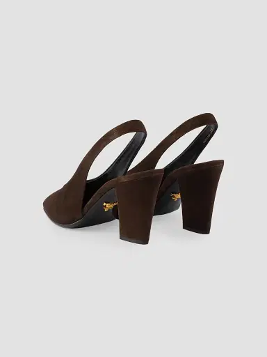Prada Women's Suede Leather Slingback Pumps - Brown | Thumbnail 3 Prada Women's Suede Leather Slingback Pumps - Brown | Thumbnail 3