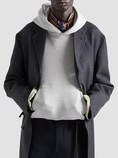 Prada Men's Cotton Fleece Hoodie - Grey | Thumbnail 2 Prada Men's Cotton Fleece Hoodie - Grey | Thumbnail 2