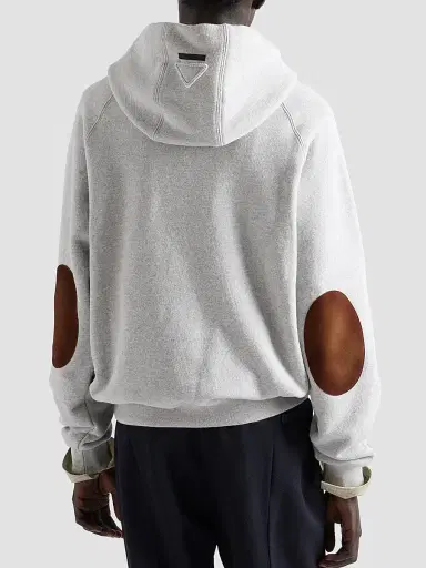 Prada Men's Cotton Fleece Hoodie - Grey | Thumbnail 3 Prada Men's Cotton Fleece Hoodie - Grey | Thumbnail 3