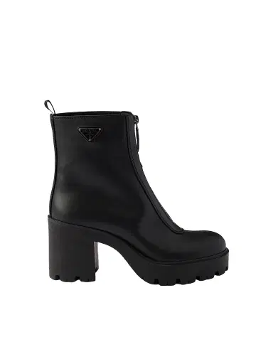 Prada Women's Leather Ankle Boots with Zipper | Thumbnail 1 Prada Women's Leather Ankle Boots with Zipper | Thumbnail 1