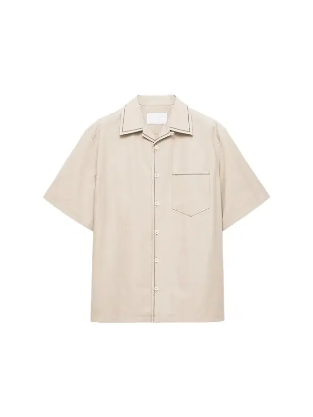 Men's Short-Sleeved Cotton Shirt - Beige Khaki Men's Short-Sleeved Cotton Shirt - Beige Khaki