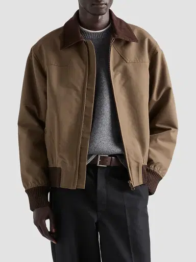 Prada Men's Denim Blouson Jacket - Brown | Thumbnail 2 Prada Men's Denim Blouson Jacket - Brown | Thumbnail 2