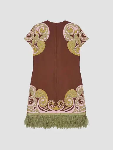La DoubleJ Women's Mini Swing Dress with Feathers - Kells Swirl Burgundy | Thumbnail 2 La DoubleJ Women's Mini Swing Dress with Feathers - Kells Swirl Burgundy | Thumbnail 2