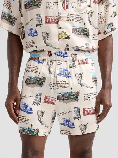 Rhude Men's Highway Graphic Shorts - White Multi | Thumbnail 5 Rhude Men's Highway Graphic Shorts - White Multi | Thumbnail 5