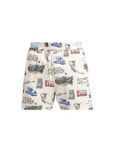 Rhude Men's Highway Graphic Shorts - White Multi | Thumbnail 1 Rhude Men's Highway Graphic Shorts - White Multi | Thumbnail 1