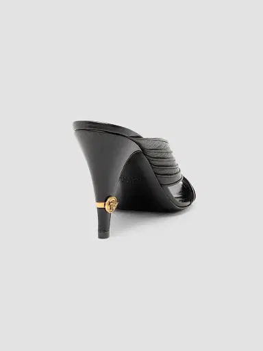 Versace Women's Medusa 90MM Leather Mules - Black Gold | Thumbnail 3 Versace Women's Medusa 90MM Leather Mules - Black Gold | Thumbnail 3