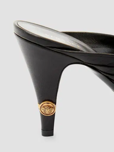 Versace Women's Medusa 90MM Leather Mules - Black Gold | Thumbnail 5 Versace Women's Medusa 90MM Leather Mules - Black Gold | Thumbnail 5