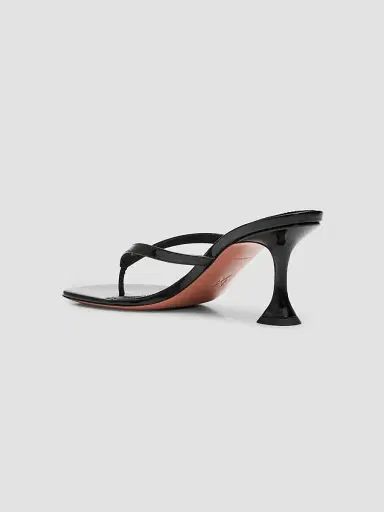 Amina Muaddi Women's Juliette 70MM Thong Sandals - Black Patent | Thumbnail 4 Amina Muaddi Women's Juliette 70MM Thong Sandals - Black Patent | Thumbnail 4