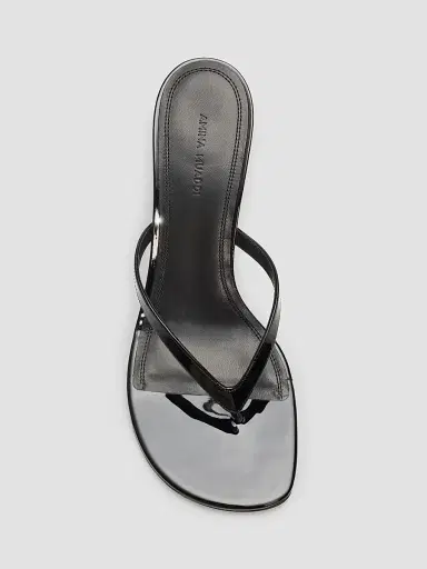 Amina Muaddi Women's Juliette 70MM Thong Sandals - Black Patent | Thumbnail 5 Amina Muaddi Women's Juliette 70MM Thong Sandals - Black Patent | Thumbnail 5