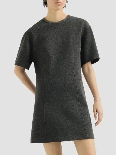 Brunello Cucinelli Women's Techno Cotton and Cashmere Interlock T-Shirt Dress - Anthracite | Thumbnail 3 Brunello Cucinelli Women's Techno Cotton and Cashmere Interlock T-Shirt Dress - Anthracite | Thumbnail 3