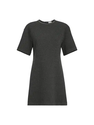 Brunello Cucinelli Women's Techno Cotton and Cashmere Interlock T-Shirt Dress - Anthracite | Thumbnail 1 Brunello Cucinelli Women's Techno Cotton and Cashmere Interlock T-Shirt Dress - Anthracite | Thumbnail 1