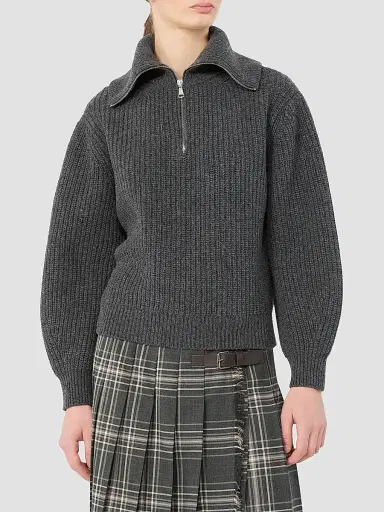 Weekend Max Mara Women's Wool Zip Up Roll Neck Jumper - Dark Grey | Thumbnail 3 Weekend Max Mara Women's Wool Zip Up Roll Neck Jumper - Dark Grey | Thumbnail 3
